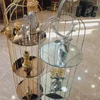 استند قفس تزئینی و دکوری کنار سالنی فلزی سه طبقه|بوفه، ویترین، کنسول|آفتاب, |دیوار