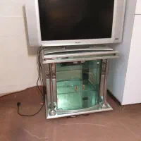 میز کنسول شیشه ای آلومینیومی