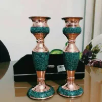 شمعدان  مسی فیروزه کوبی
