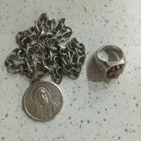 پلاک و زنجیر و انگشتر نقره