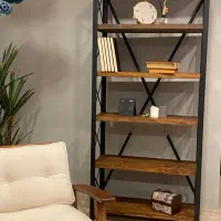 قفسه دکور ، استند چوبی فلزی 5200 شلف بوفه کتابخانه