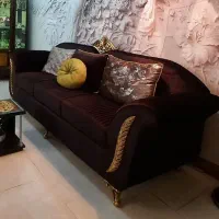 مبل استیل راحتی گندم قهوه ای طلایی ۹ نفره شهریار