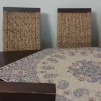 میز نهار خوری ۸ نفره ترکیبی حسیر بافی وکف پارچه