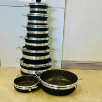 ماهیتابه و قابلمه چدن و تفلون زنبوری فقط ۴۹۰۰|ظروف پختوپز|شیراز, هفت تنان|دیوار