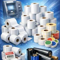 رول فیش پرینتر حرارتی ۸سانتی رول دستگاه ATM و لیبل