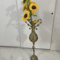 گلدان برنجی 1متری همراه گل مصنوعی آفتابگردان
