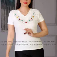 تیشرت یقه هفت گلدوزی