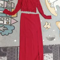 لباس مجلسی دو تیکه سایز۳۶،رنگ قرمز۸۸۰تومن|لباس|باغستان, |دیوار