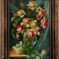 تابلو فرش قاب دار دستباف گل ابریشم نونو|تابلو فرش|اصفهان, ملک‌شهر|دیوار