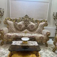 سرویس مبل 9 نفره و میز ناهار خوری ورق طلا