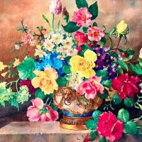 تابلو فرش فاخر ابریشم ماشینی طرح گلدان نفیس|تابلو فرش|سمنان, |دیوار