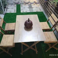 فروش ست چهار نفره میز و صندلی چهار نفره چوب روس