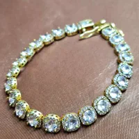 دست بند نقره با آبکاری طلا نگین اتمی