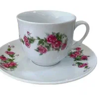 ظرف های گل سرخی و  نعلبکی