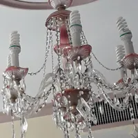 لوستر کریستالی ،سفید صورتی درخشان