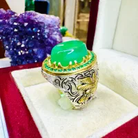 انگشتر فاخر سنگ عقیق سبز رکاب اشک اصل معدنی خراسان|بدلیجات|تبریز, |دیوار