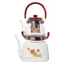 کتری قوری پیرکس/کتری قوری استیل و‌ چینی