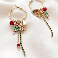 گوشواره حلقه ای آویزدار زمستانی چند رنگ