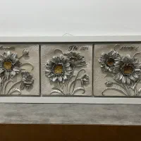 تابلوبرجسته طرح گل طوسی طلایی