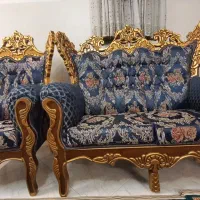 مبل استیل سرمه ای ۷ نفره در حد نو