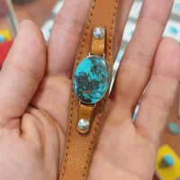 دستبند فیروزه رکاب نقره بند چرم طبیعی|بدلیجات|مشهد, چهارباغ|دیوار