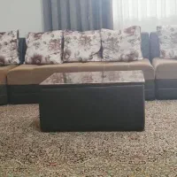 مبل ال ۸ نفره با میز سالم شیشه دار