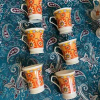 یک دست فنجان بلند نارنجی