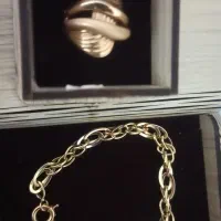 فروش دستبند و زنجیر و انگشتر طلا نو ، باهم