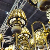 لوستر فلزی رزگلد با سنگ طبیعی طوسی|لوستر و چراغ آویز|اصفهان, رسالت|دیوار