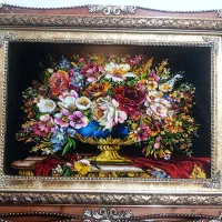 تابلو گل میخک کد32 دستبافت و ابریشم دار|تابلو فرش|تبریز, |دیوار