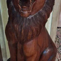 چوبی مجسمه شیر و میمون