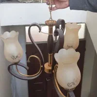 لوستر سه شاخه چوبی|لوستر و چراغ آویز|تبریز, |دیوار