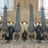 دو جفت تیغه علامت دو جفت حیوان علم طلا نقره کوب|کلکسیون اشیاء عتیقه|تهران, نیروی هوایی (پیروزی)|دیوار