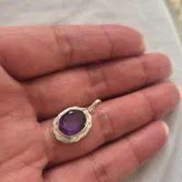 پلاک نقره با سنگ آمیتیست معدنی|جواهرات|کرمانشاه, |دیوار