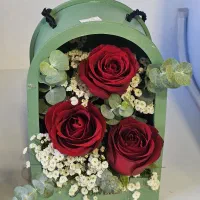 باکس گل هلالی تزیین با گل قرمز  کد ۱۰۲۱ گلاریس