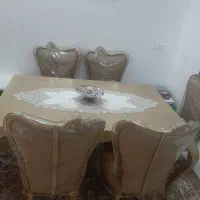 میز نهار خوری ۶نفره به همراه شیشه روی میز|میز و صندلی غذاخوری|تهران, سعیدآباد|دیوار