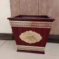 سطل دکوراتیو طرح چوب و طلایی