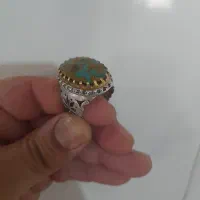 انگشتر نقره فیروزه شجری رگه طلایی