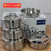 سرویس قابلمه 9 پارچه استیل کرکماز کف چدن اصل