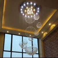 لوستر الماس. کریستالی بلند دوبلکسی کره. AC light