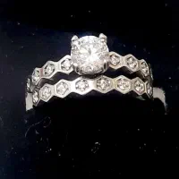 حلقه انگشتر نقره نامزدی با آبکاری طلا سفید