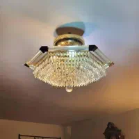 دو عدد لوستر و دو عدد دیوار کوب کریستال برنز در حد