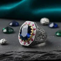 انگشتر جواهری  یاقوت کبود