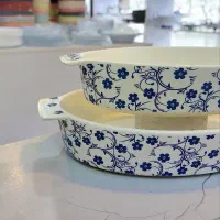 تابه چینی گل آبی در دوسایز