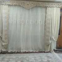 پرده سلطنتی با دوتا والان مخمل کرم