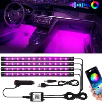نورپردازی داخل خودرو RGB تکه ۴ /کنترل با اپلیکیشن