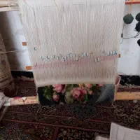 تابلو فرش دست بافت تا نصف بافته شده