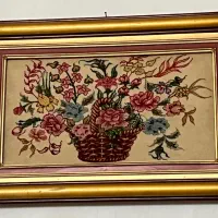 تابلو فرش دست بافت دارای نخ ابریشم بدون ایراد