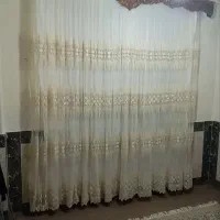 پرده حریر گل خامه ای بر جسته