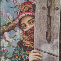 فرش دستباف دختر انتظار|تابلو فرش|اصفهان, سپاهانشهر|دیوار